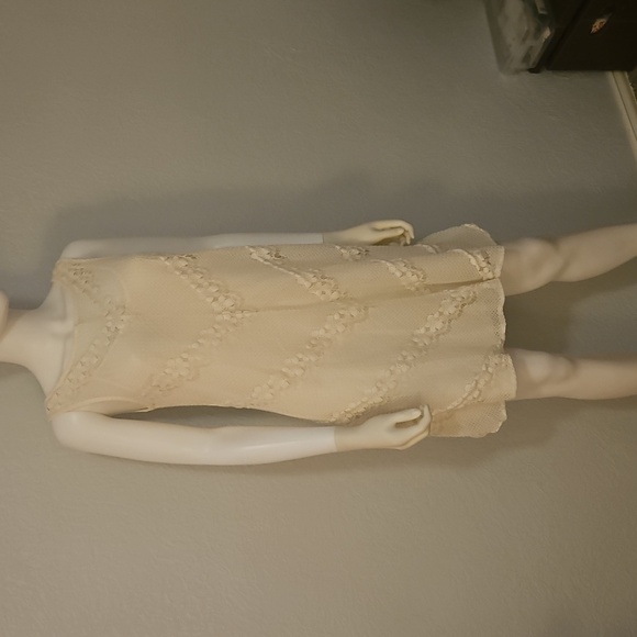 MUSE Cream Ivory Lined Lace Sleeveless Swing Mod Dress - Picture 2 of 10